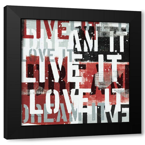 Live the Dream Black and White I Black Modern Wood Framed Art Print by Mullan, Michael