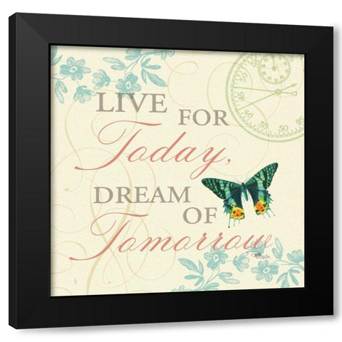 Time Flies III Black Modern Wood Framed Art Print by Pela Studio