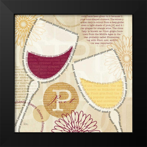 Wine Script I Black Modern Wood Framed Art Print by Charron, Veronique