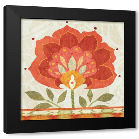 Ikat Bloom I Black Modern Wood Framed Art Print by Schlabach, Sue