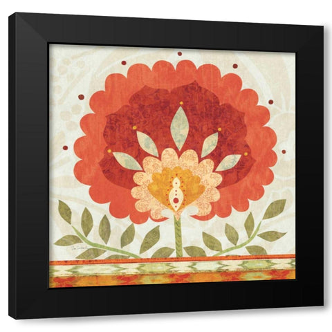 Ikat Bloom II Black Modern Wood Framed Art Print with Double Matting by Schlabach, Sue