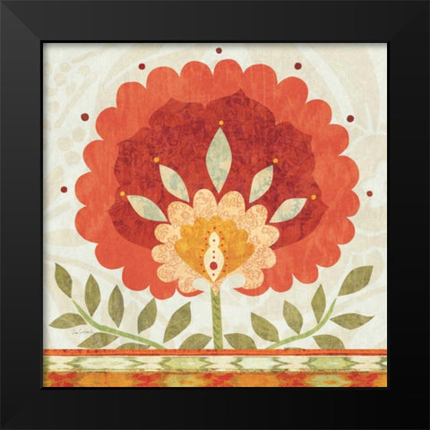 Ikat Bloom II Black Modern Wood Framed Art Print by Schlabach, Sue