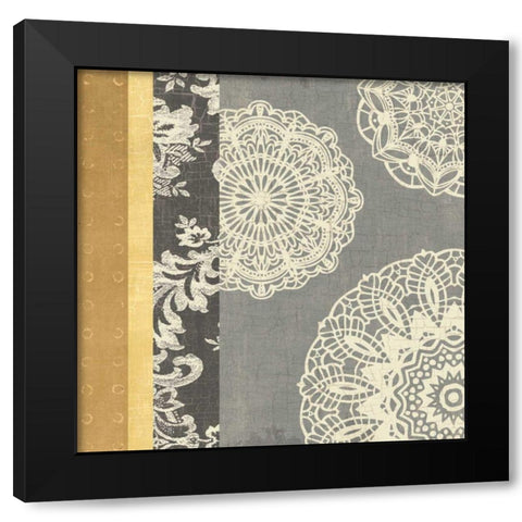 Contemporary Lace I - Yellow Grey Black Modern Wood Framed Art Print by Hershey, Moira