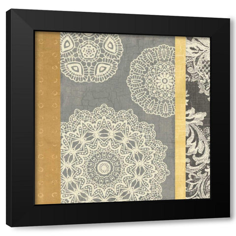 Contemporary Lace II - Yellow Grey Black Modern Wood Framed Art Print by Hershey, Moira
