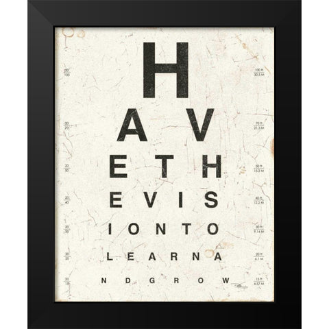 Eye Chart II Black Modern Wood Framed Art Print by Pela Studio