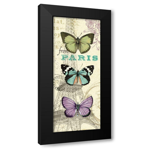 Air Mail Butterfly Panel I Black Modern Wood Framed Art Print with Double Matting by Pelletier, Alain