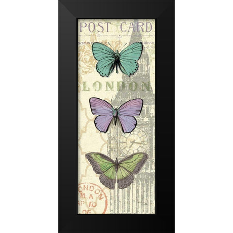 Air Mail Buttefly Panel II Black Modern Wood Framed Art Print by Pelletier, Alain