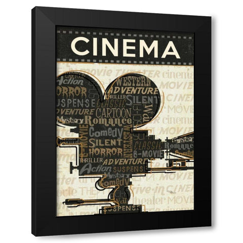 Cinema I Black Modern Wood Framed Art Print with Double Matting by Pela Studio