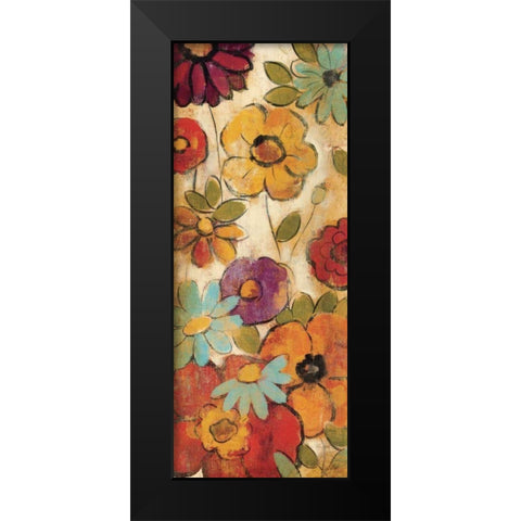 Floral Sketches on Linen I Black Modern Wood Framed Art Print by Vassileva, Silvia