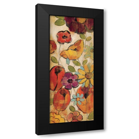 Floral Sketches on Linen II Black Modern Wood Framed Art Print by Vassileva, Silvia