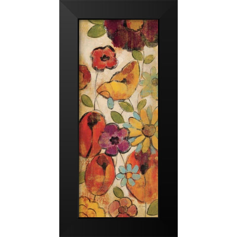 Floral Sketches on Linen II Black Modern Wood Framed Art Print by Vassileva, Silvia