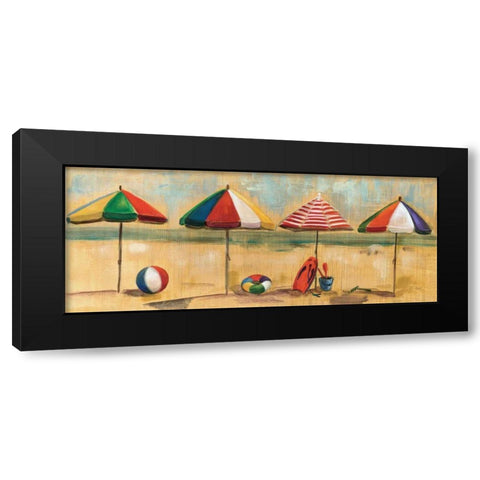 Living is Easy I - umbrellas Black Modern Wood Framed Art Print with Double Matting by Vassileva, Silvia