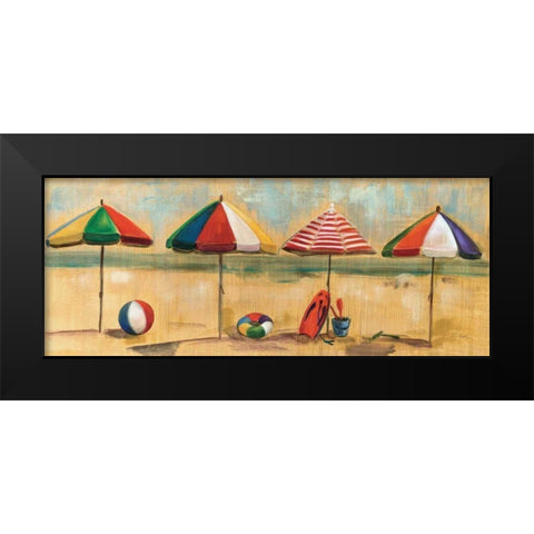 Living is Easy I - umbrellas Black Modern Wood Framed Art Print by Vassileva, Silvia