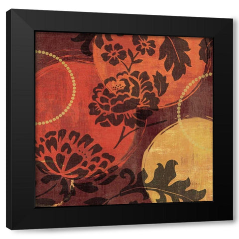 Floral Decal III Black Modern Wood Framed Art Print with Double Matting by Charron, Veronique