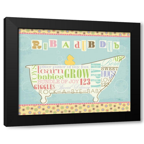 Tubby Time II Black Modern Wood Framed Art Print with Double Matting by Pela Studio