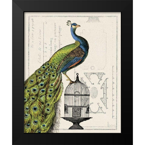 Peacock Birdcage I Black Modern Wood Framed Art Print by Schlabach, Sue