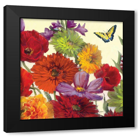 Butterfly Flower Scatter Crop II Black Modern Wood Framed Art Print by Rowan, Carol