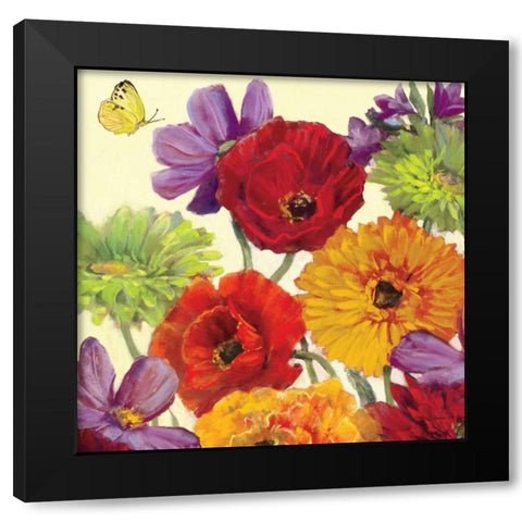 Butterfly Flower Scatter Crop III Black Modern Wood Framed Art Print with Double Matting by Rowan, Carol