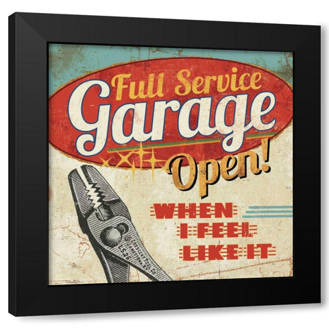 Mancave I - Full Service Garage Black Modern Wood Framed Art Print with Double Matting by Pela Studio