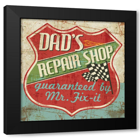 Mancace IV -  Dads Repair Shop Black Modern Wood Framed Art Print with Double Matting by Pela Studio