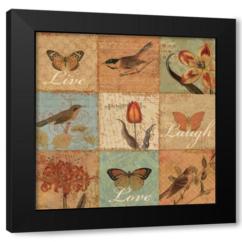 Live Love and Laugh Black Modern Wood Framed Art Print by Pelletier, Alain