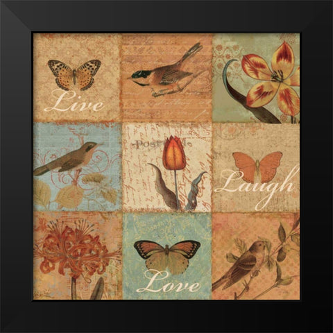 Live Love and Laugh Black Modern Wood Framed Art Print by Pelletier, Alain