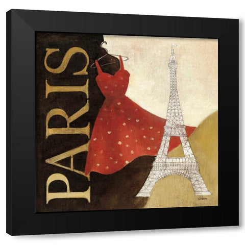 Paris Dress - A Day in the City Black Modern Wood Framed Art Print by Hristova, Albena