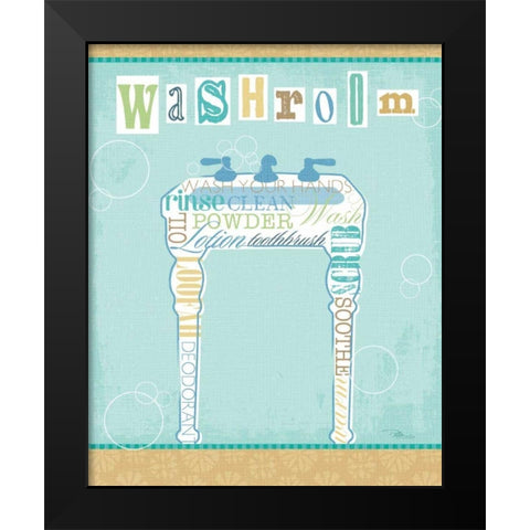 Bathroom Words Sink II Black Modern Wood Framed Art Print by Pela Studio