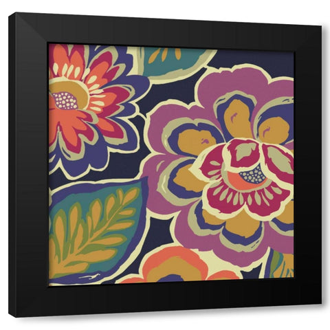 Floral Assortment Square II Black Modern Wood Framed Art Print with Double Matting by Wild Apple Portfolio
