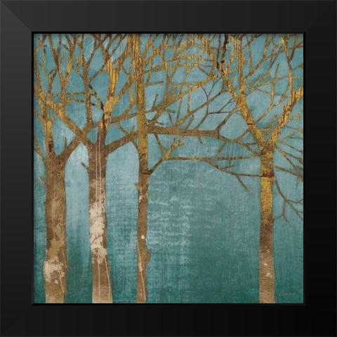 Golden Day Turquoise Black Modern Wood Framed Art Print by Lovell, Kathrine