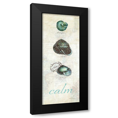 Touch of Blue Shells II Black Modern Wood Framed Art Print by Pertiet, Katie