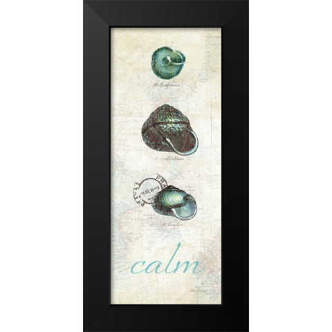 Touch of Blue Shells II Black Modern Wood Framed Art Print by Pertiet, Katie