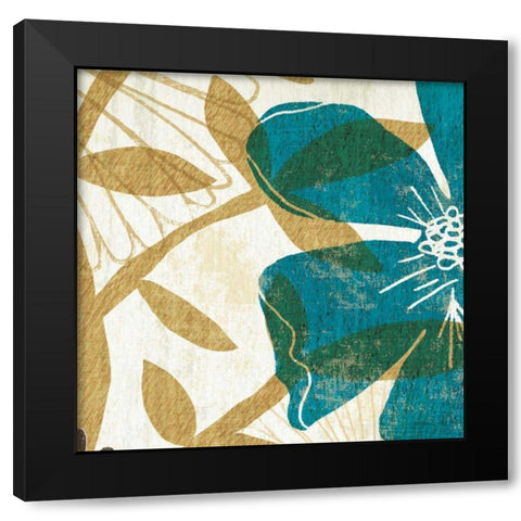 Floral Burst Square I Black Modern Wood Framed Art Print by Mullan, Michael