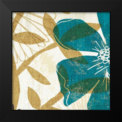 Floral Burst Square I Black Modern Wood Framed Art Print by Mullan, Michael