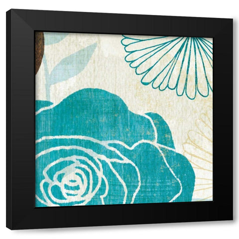 Floral Burst Square II Black Modern Wood Framed Art Print with Double Matting by Mullan, Michael