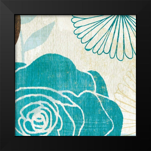 Floral Burst Square II Black Modern Wood Framed Art Print by Mullan, Michael