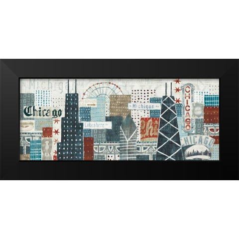 Hey Chicago Crop Black Modern Wood Framed Art Print by Mullan, Michael