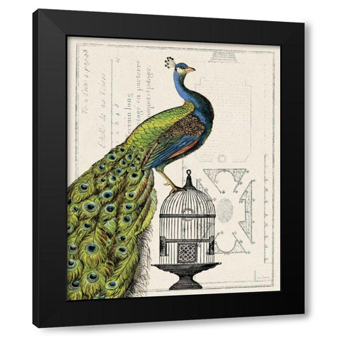 Peacock Birdcage I Black Modern Wood Framed Art Print by Schlabach, Sue