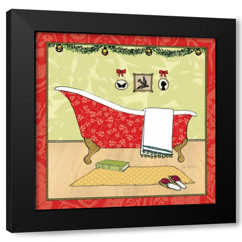 Soak Awhile - Holiday Tub Black Modern Wood Framed Art Print with Double Matting by Schlabach, Sue