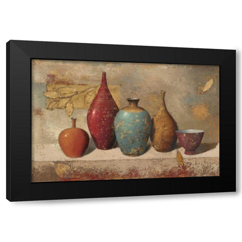 Leaves and Vessels Black Modern Wood Framed Art Print by Wiens, James