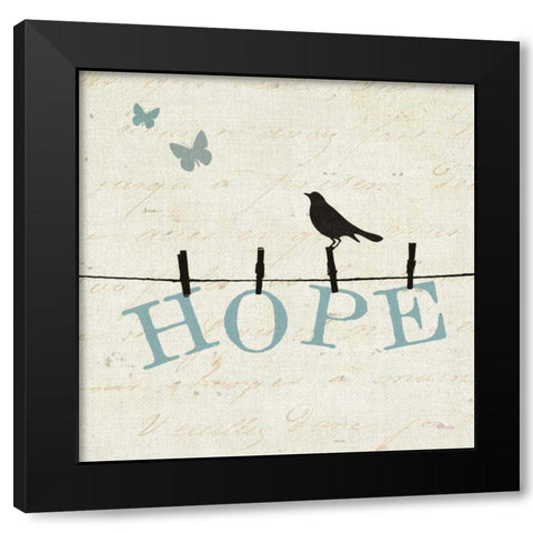Bird Talk I Black Modern Wood Framed Art Print by Pela Studio