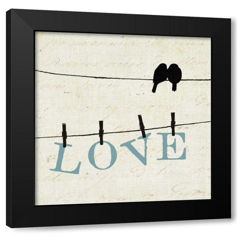 Bird Talk II Black Modern Wood Framed Art Print by Pela Studio