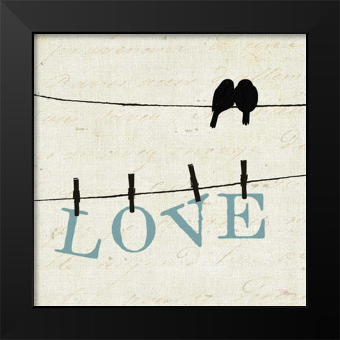 Bird Talk II Black Modern Wood Framed Art Print by Pela Studio