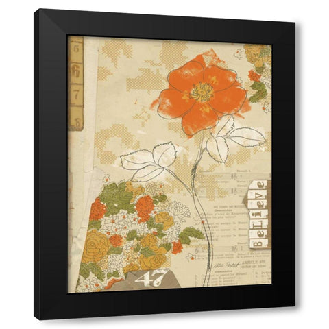 Collaged Botanicals I Black Modern Wood Framed Art Print by Pertiet, Katie