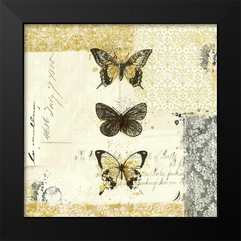 Golden Bees n Butterflies No 2 Black Modern Wood Framed Art Print by Pertiet, Katie