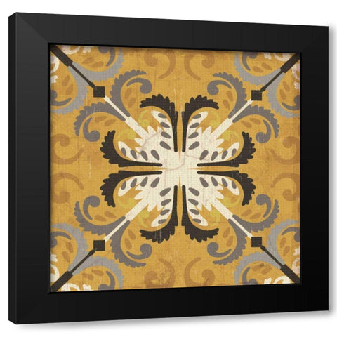 Golden Glow Square III Black Modern Wood Framed Art Print by Pela Studio
