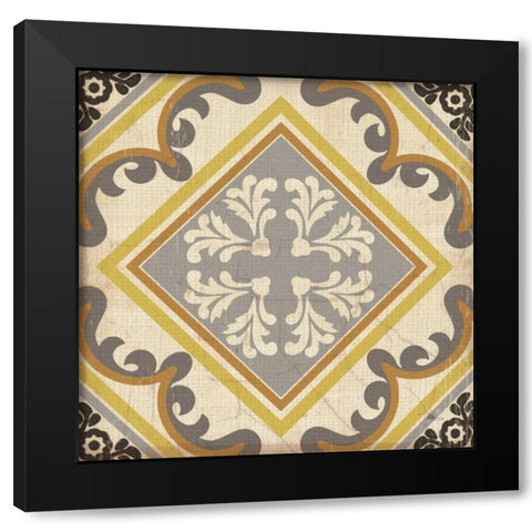 Golden Glow Square VII Black Modern Wood Framed Art Print by Pela Studio