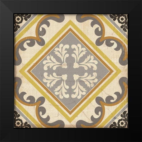 Golden Glow Square VII Black Modern Wood Framed Art Print by Pela Studio