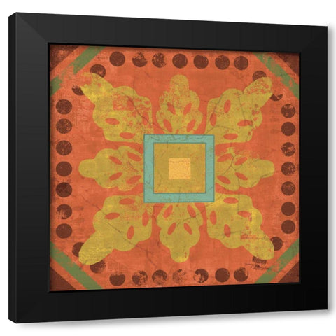 From India Square XII Black Modern Wood Framed Art Print with Double Matting by Pela Studio