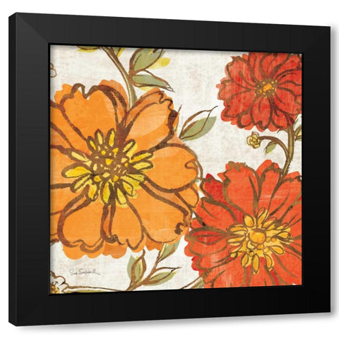 Tangerine Square I Black Modern Wood Framed Art Print with Double Matting by Schlabach, Sue